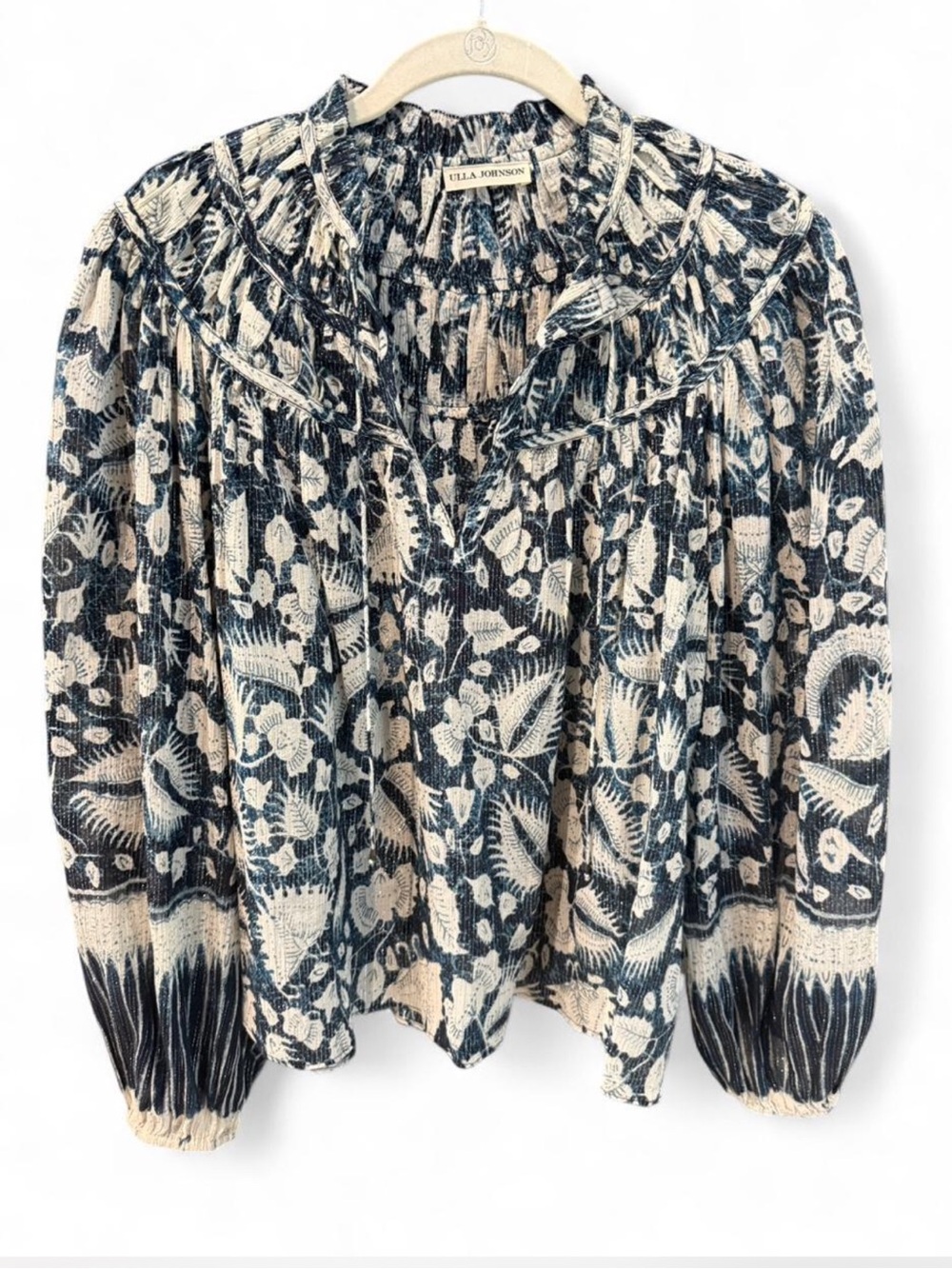 Ulla Johnson Silk Blend Metallic Print Blouse Size 6